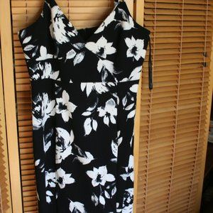 Ivanka Trump Formal Dress in Black with White Flowers Size 16